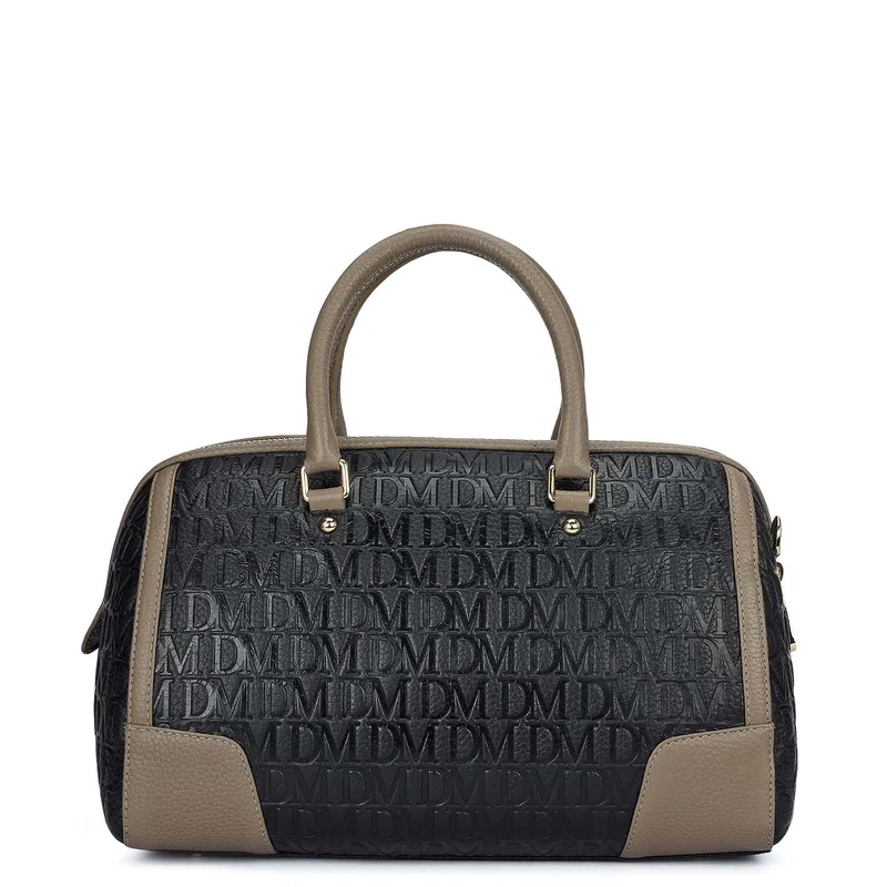 Da Milano Black Medium Monogram Leather Bowler - Black for Women | Best Price UAE